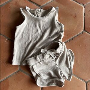 Kyte Baby | Bamboo Jersey Tank Jogger Set in Oat | 12 - 18 mos